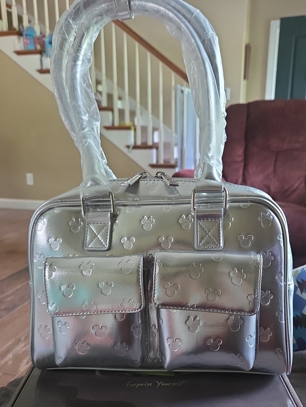 Loungefly Mickey And Minnie Silver Metalic Purse-boxlunch Exclusive